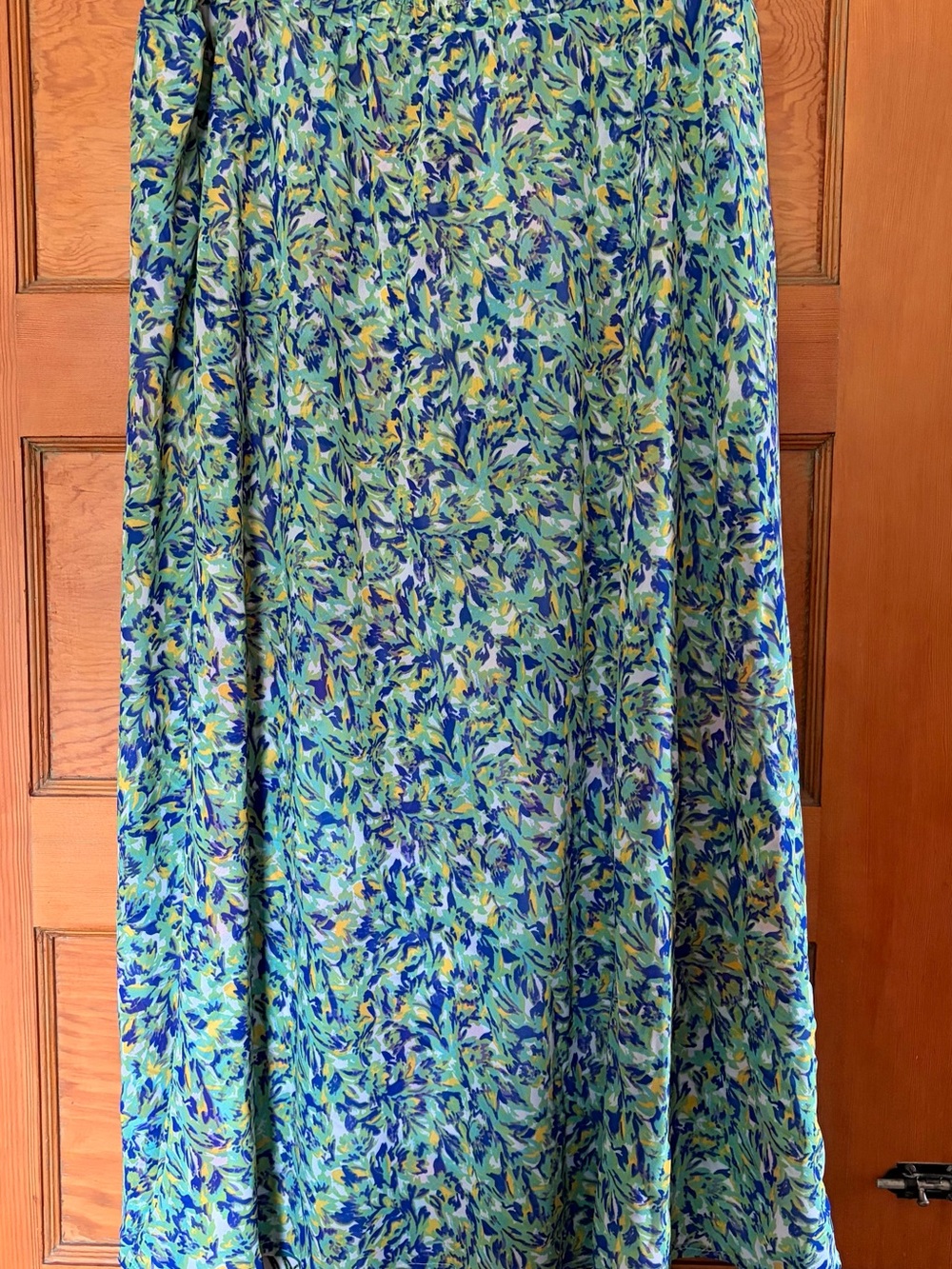 Reversible Tropical Palm Print Maxi Skirt in Multicolor